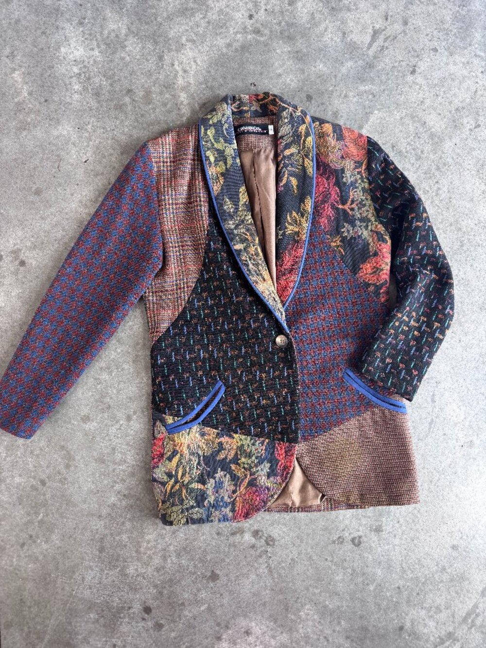 Vintage Canvasbacks Mixed Textile Patchwork Blazer